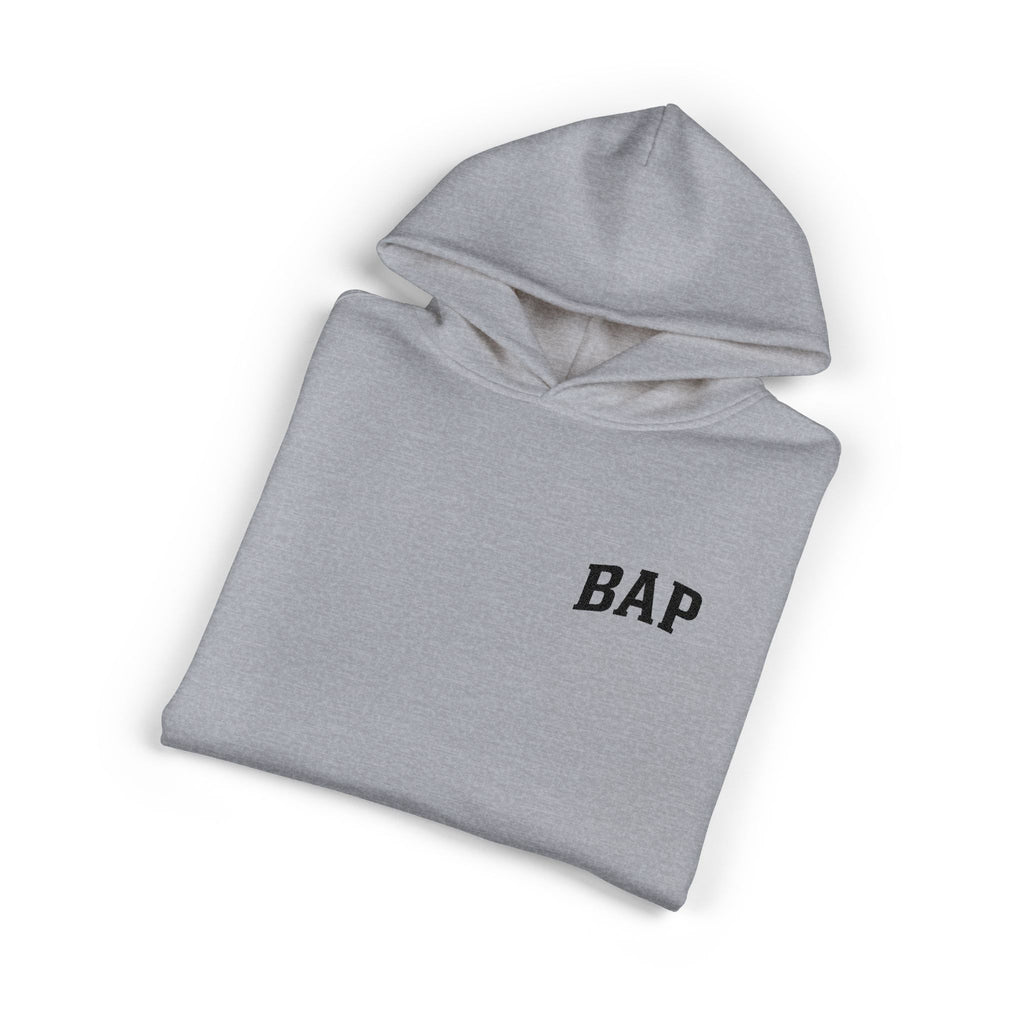 BAP Embroidered Relaxed Hoodie — Minimal Chest Logo Casual Pullover