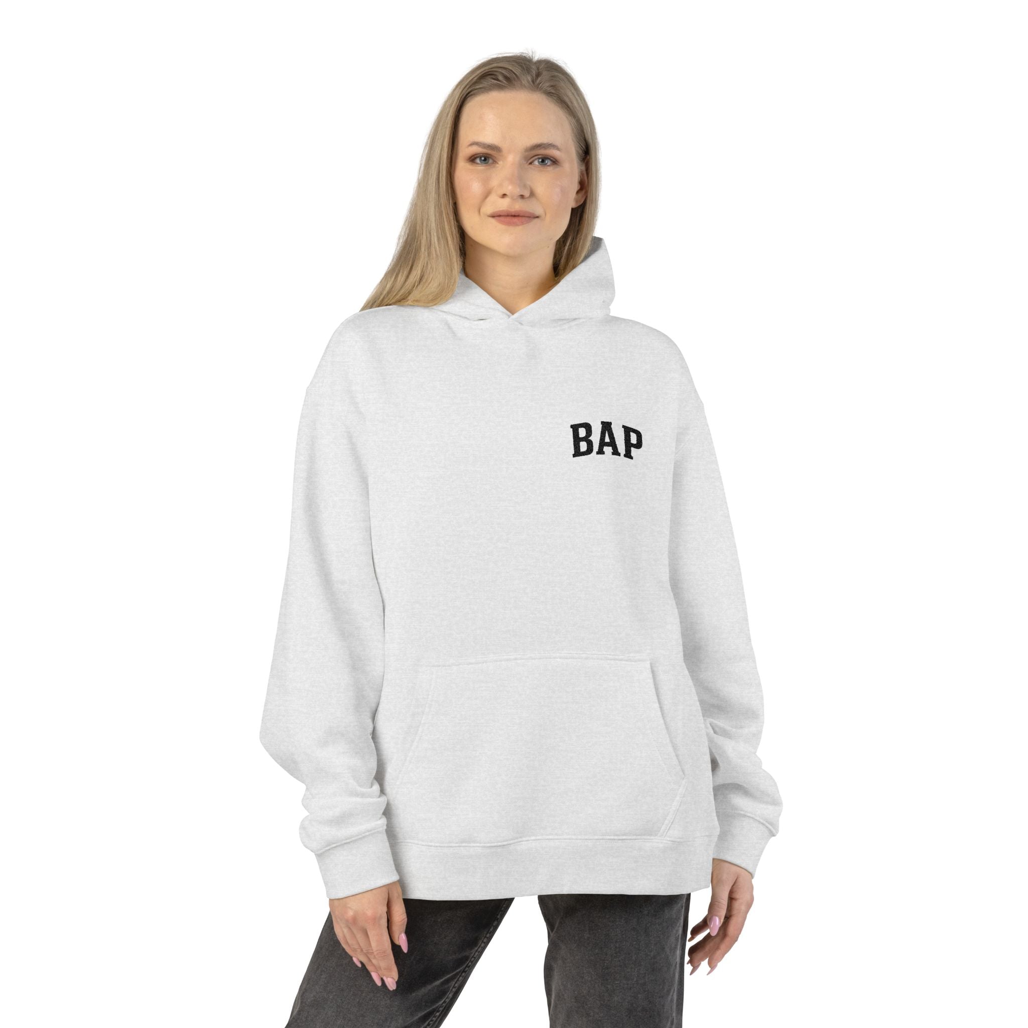 BAP Embroidered Relaxed Hoodie — Minimal Chest Logo Casual Pullover