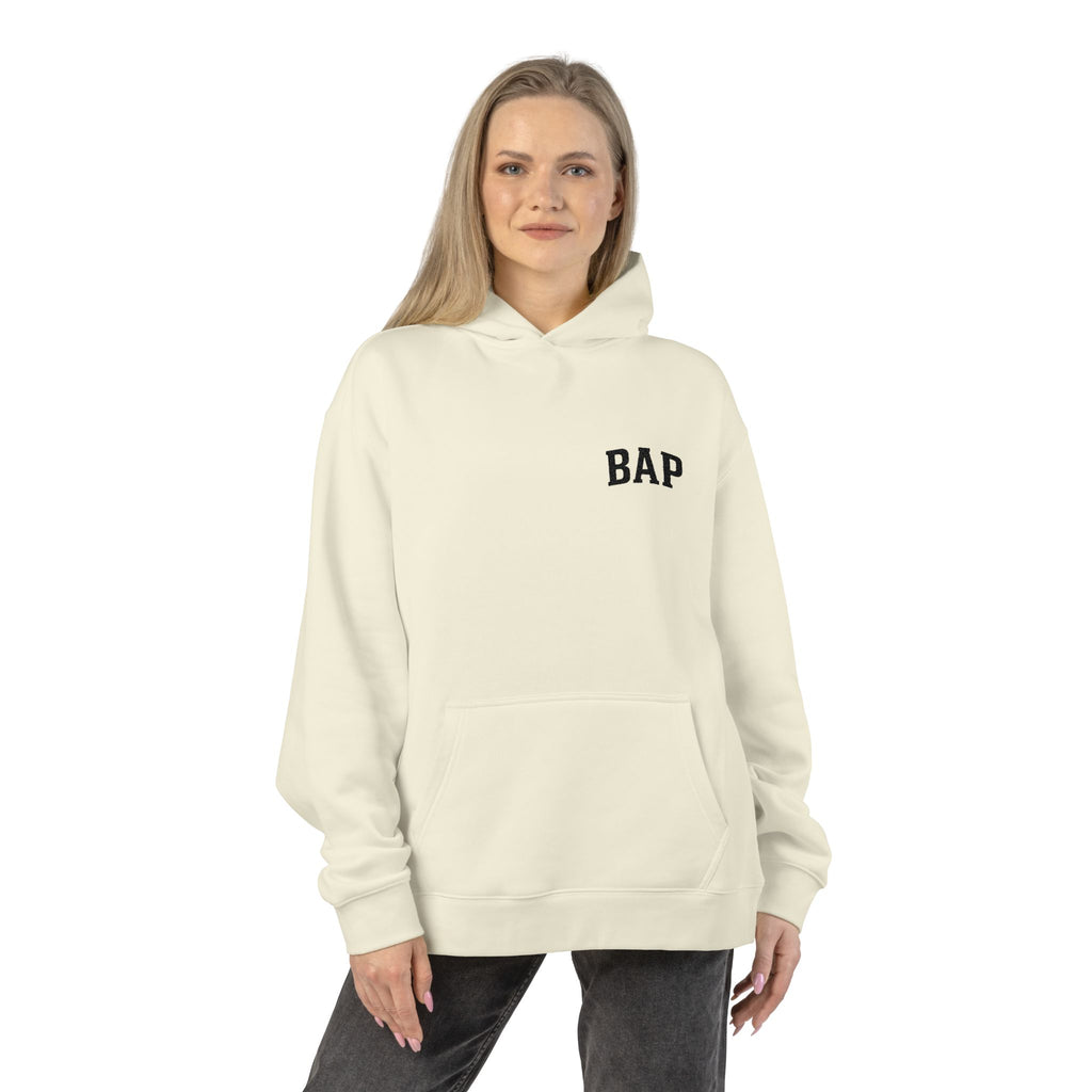 BAP Embroidered Relaxed Hoodie — Minimal Chest Logo Casual Pullover