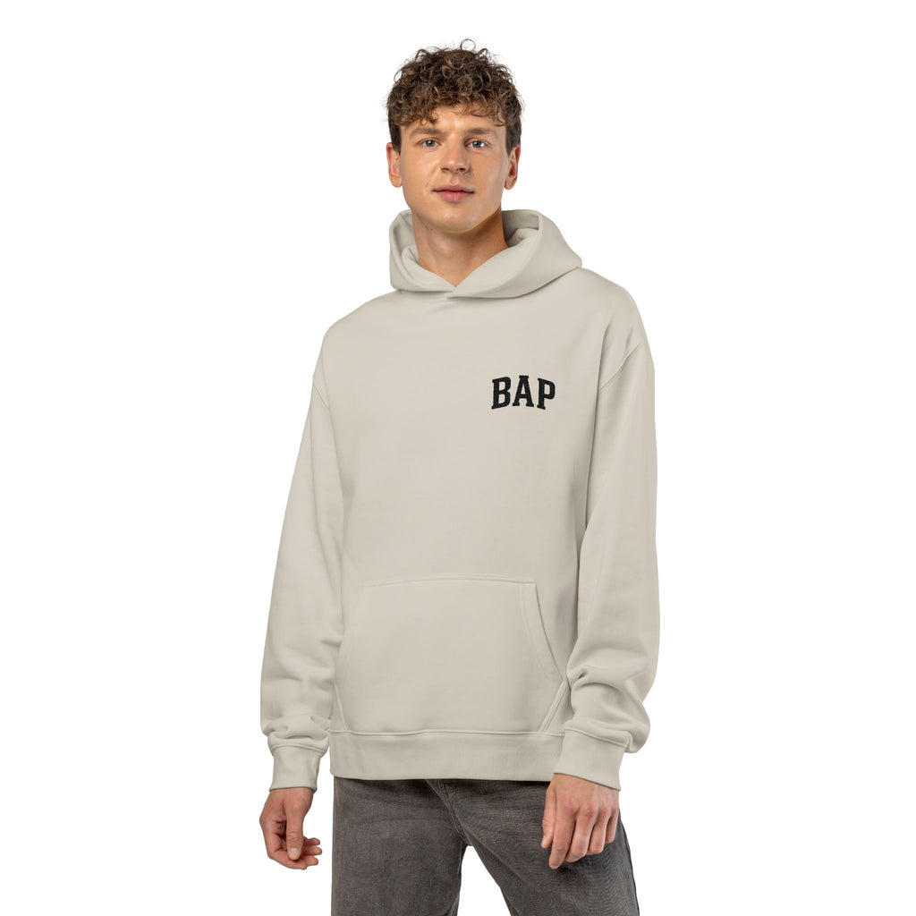 BAP Embroidered Relaxed Hoodie — Minimal Chest Logo Casual Pullover