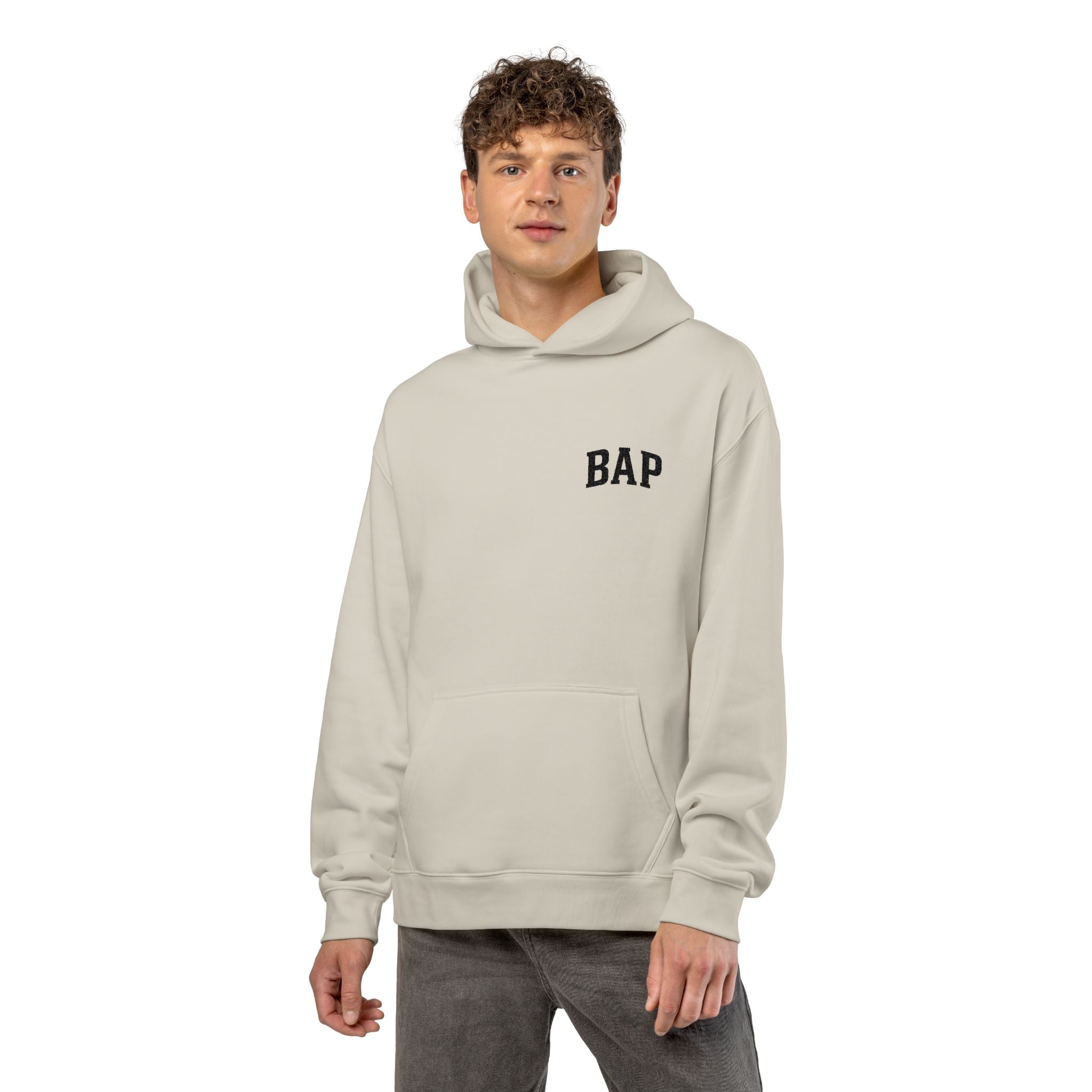 BAP Embroidered Relaxed Hoodie — Minimal Chest Logo Casual Pullover