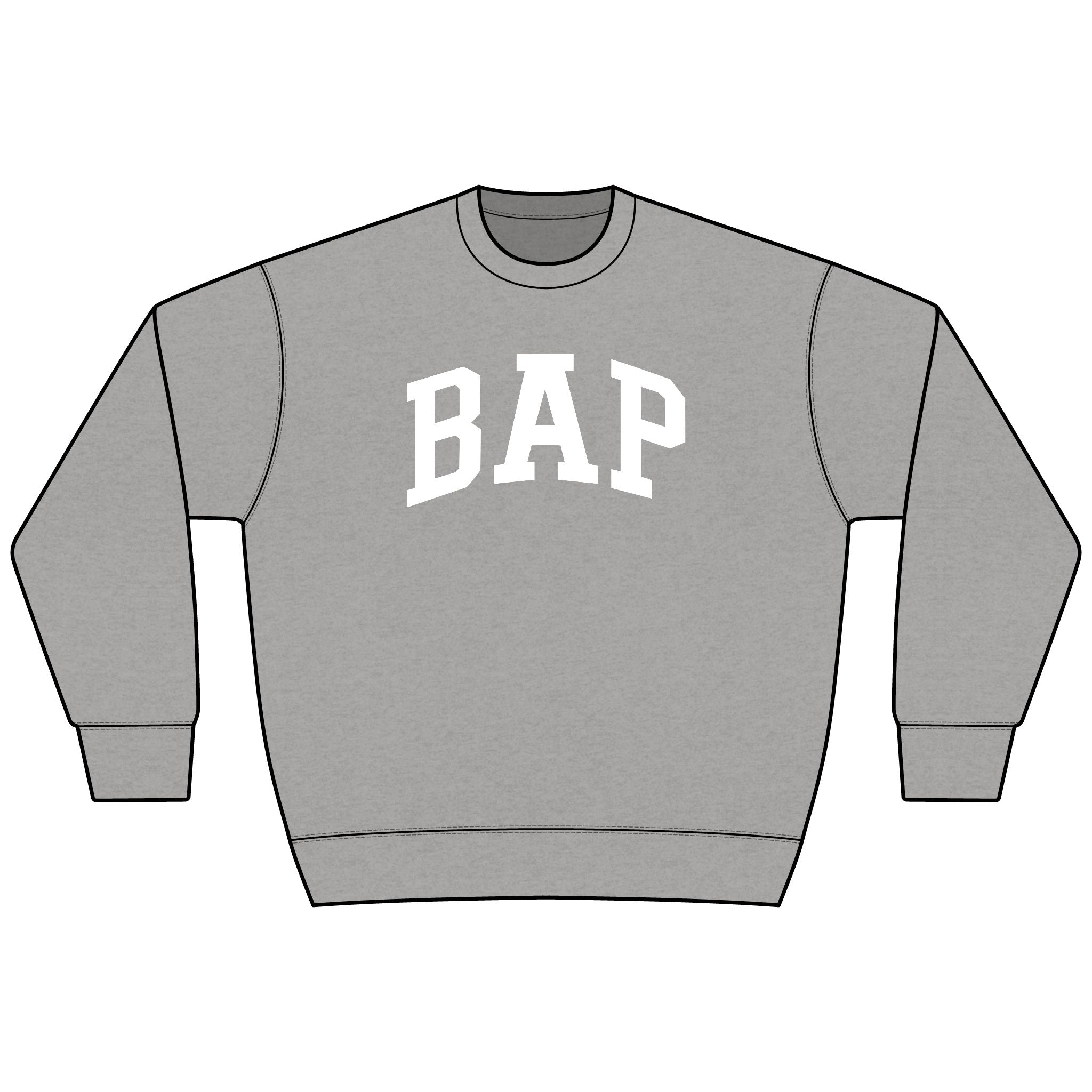 BAP Arch Logo Sweatshirt – Collegiate Black Heavyweight Crewneck