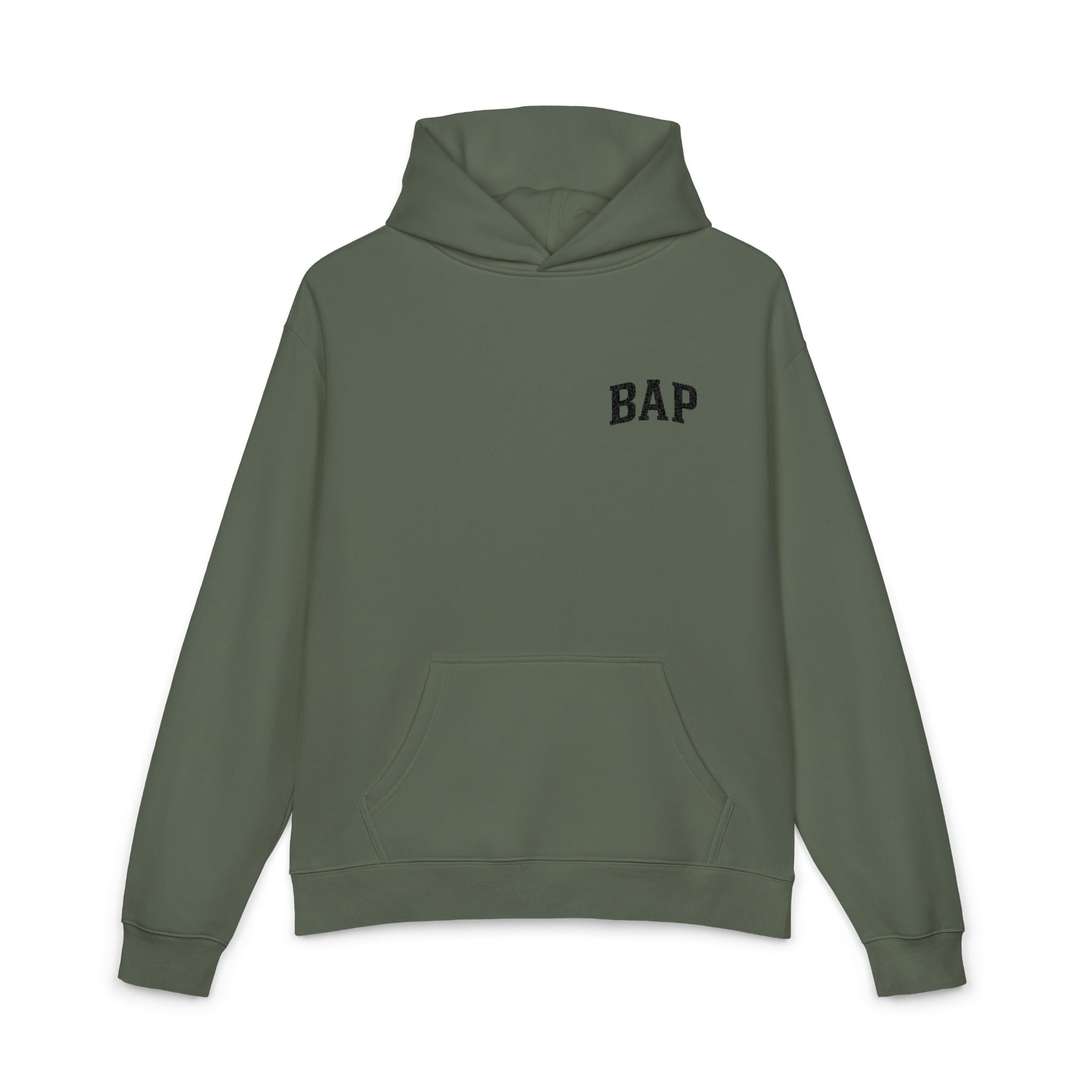 BAP Embroidered Relaxed Hoodie — Minimal Chest Logo Casual Pullover