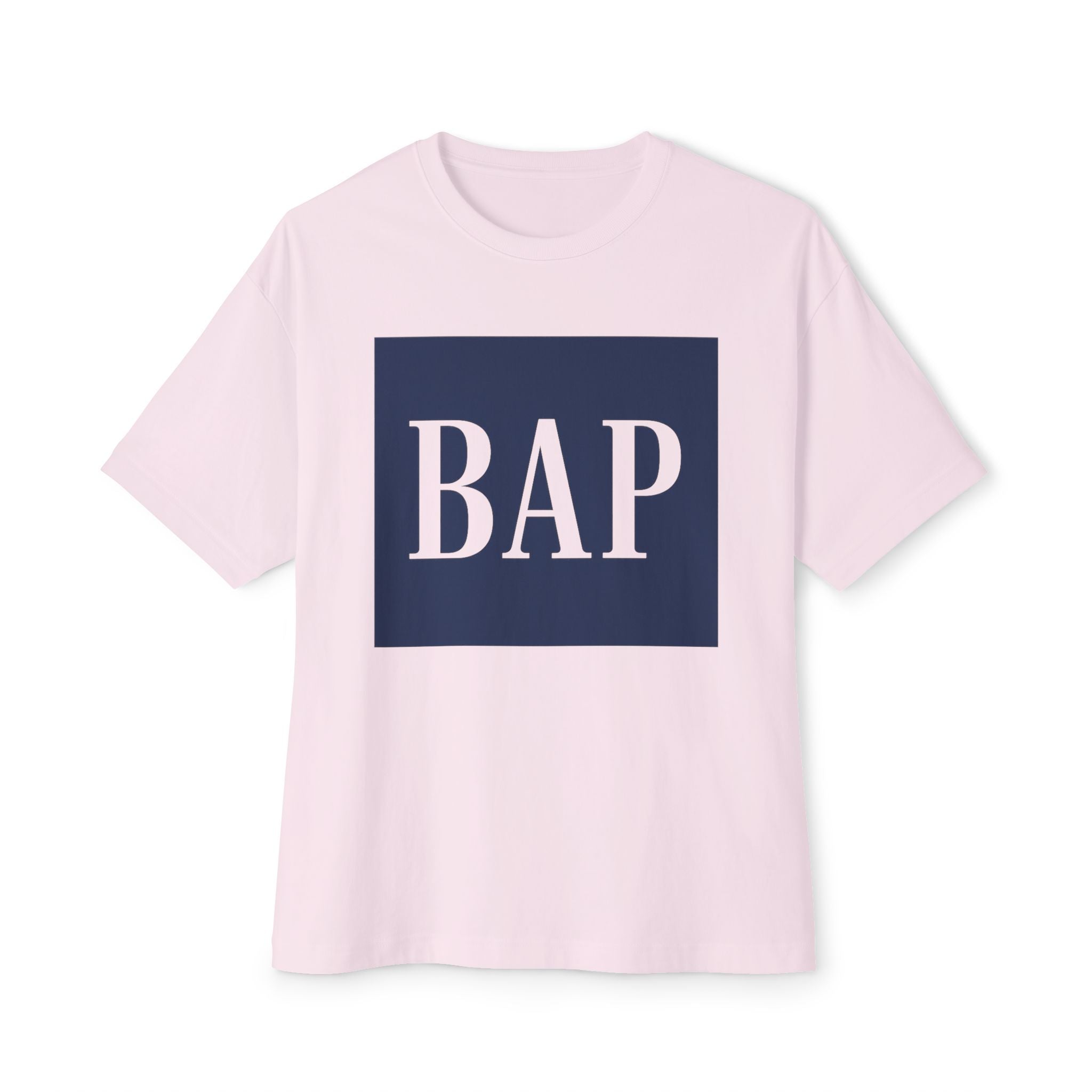 BAP Graphic Tee — Minimal Navy Box Logo Oversized T‑Shirt