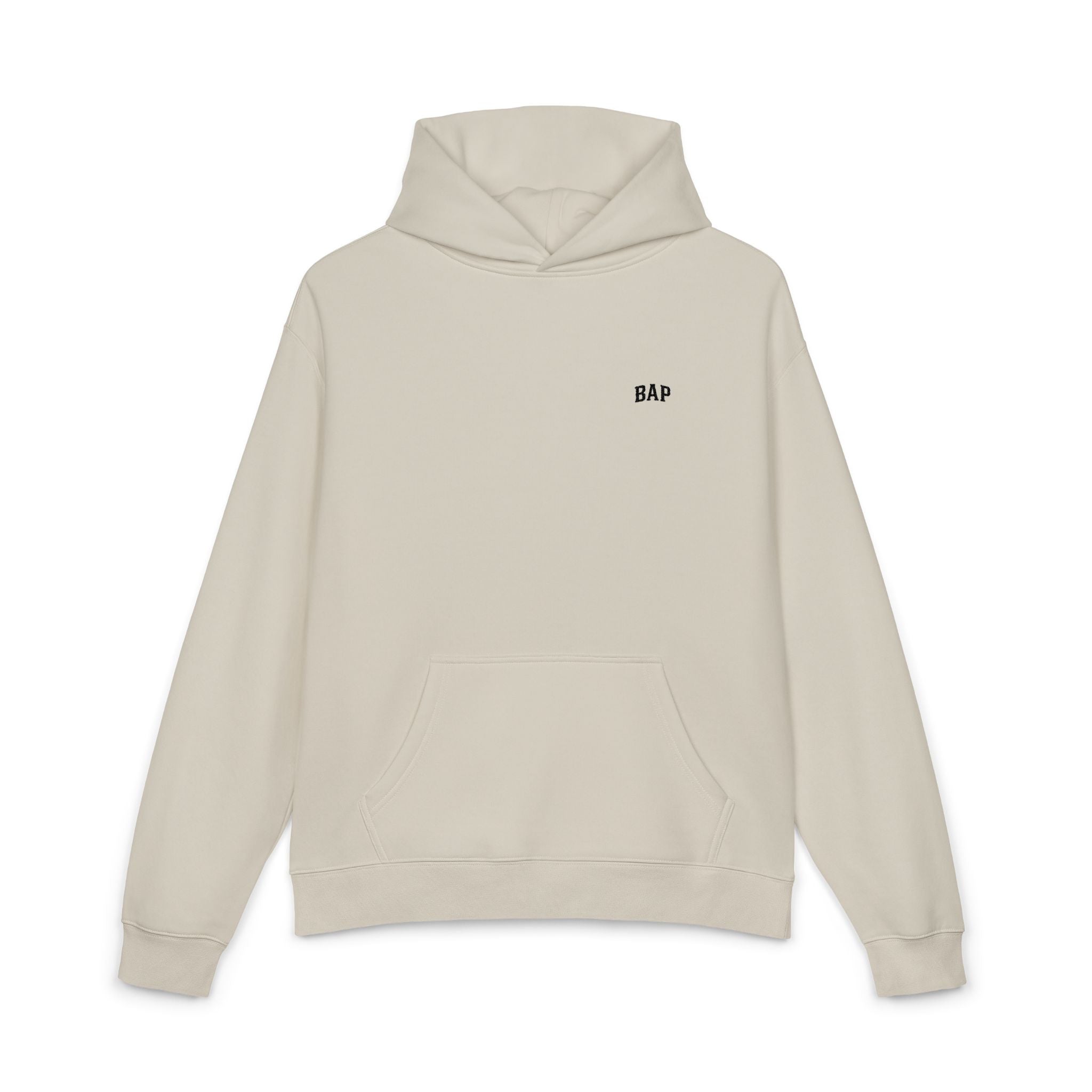 BAP Embroidered Relaxed Hoodie — Minimal Chest Logo Casual Pullover