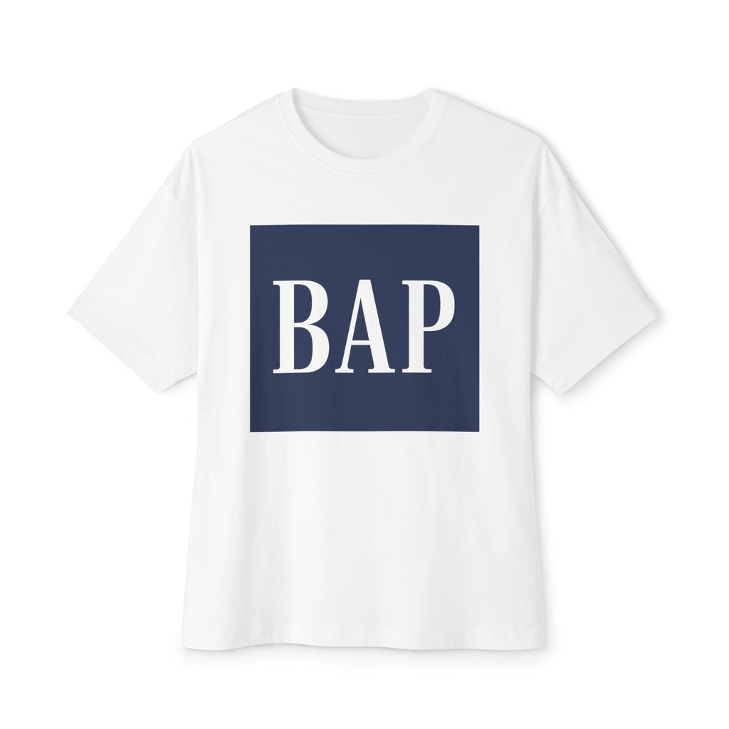 BAP Graphic Tee — Minimal Navy Box Logo Oversized T‑Shirt