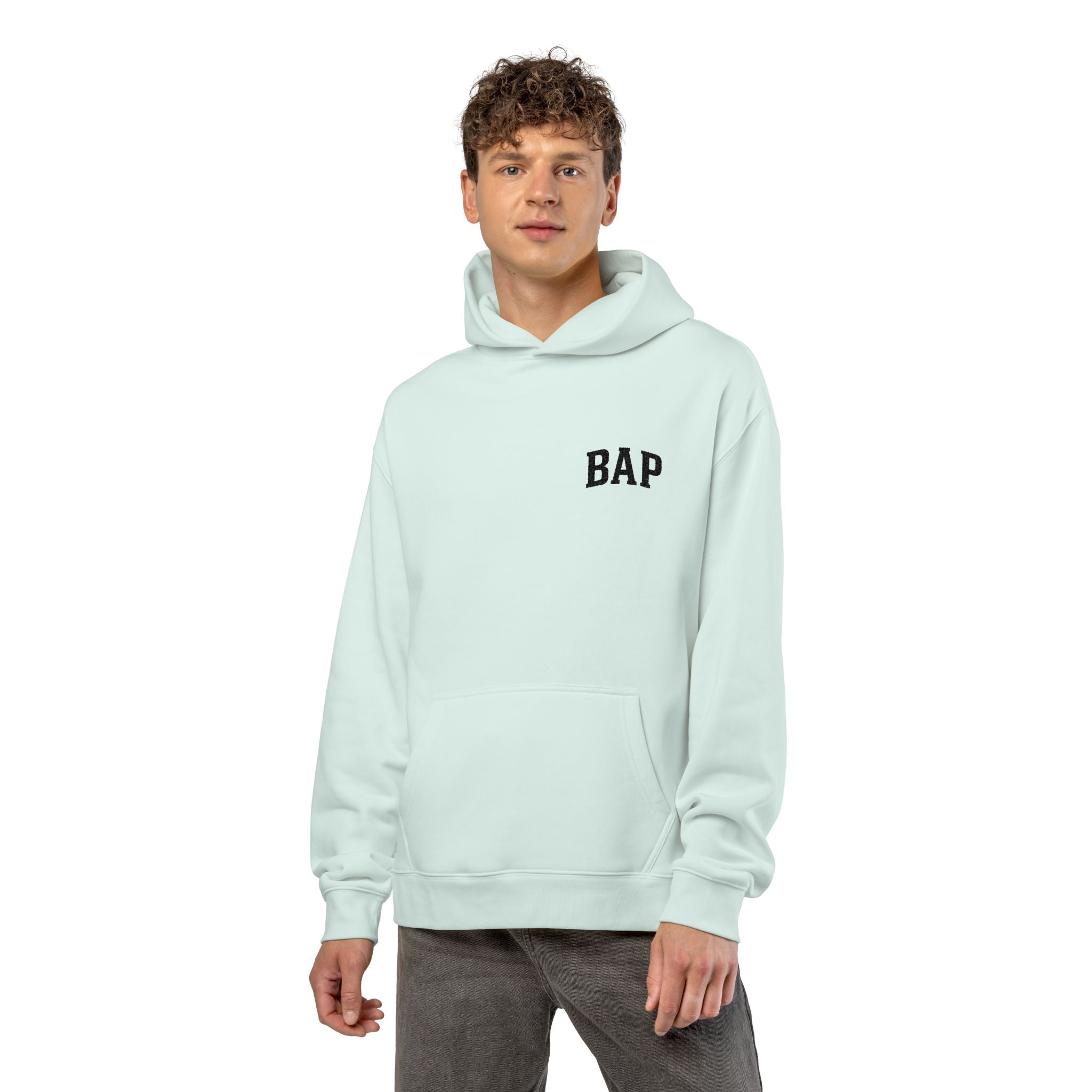 BAP Embroidered Relaxed Hoodie — Minimal Chest Logo Casual Pullover