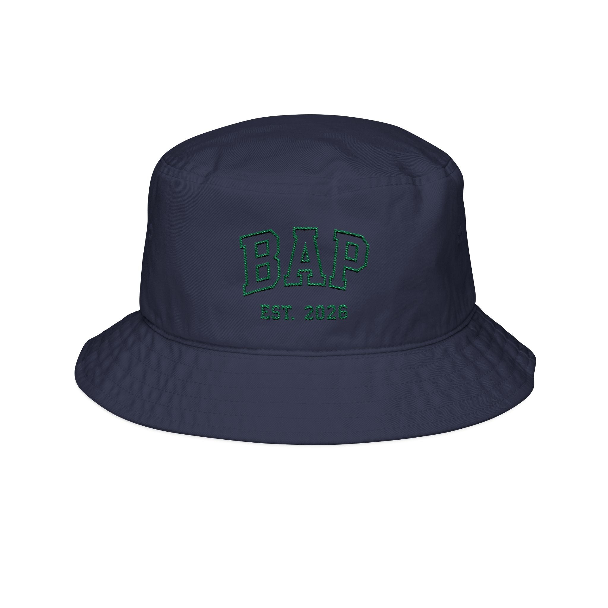 Embroidered 'BAP EST. 2026' Bucket Hat — Casual Retro College Logo Hat