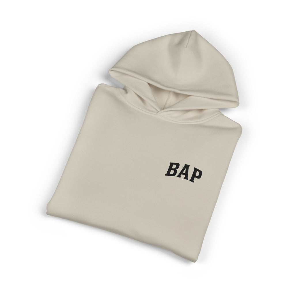 BAP Embroidered Relaxed Hoodie — Minimal Chest Logo Casual Pullover