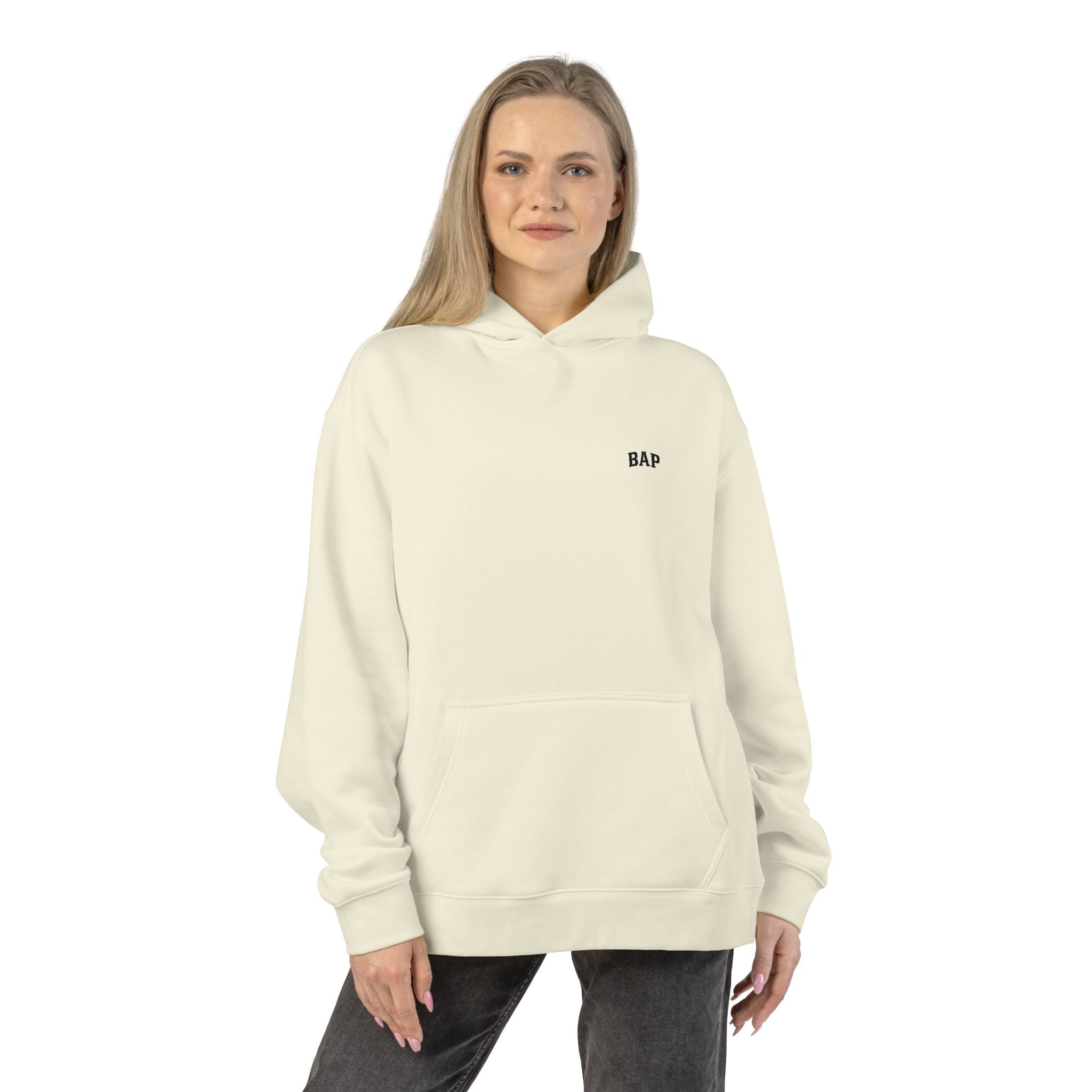 BAP Embroidered Relaxed Hoodie — Minimal Chest Logo Casual Pullover