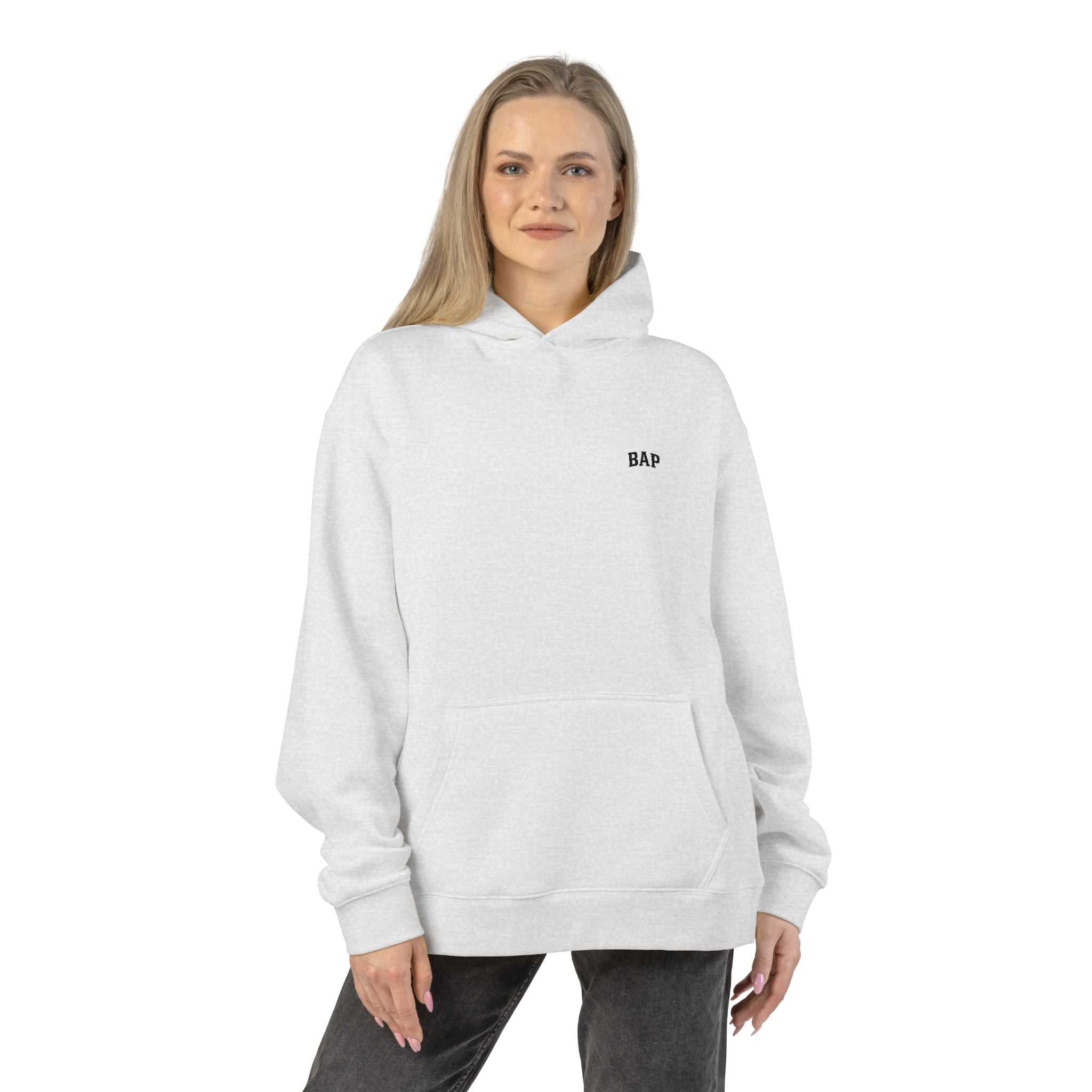 BAP Embroidered Relaxed Hoodie — Minimal Chest Logo Casual Pullover