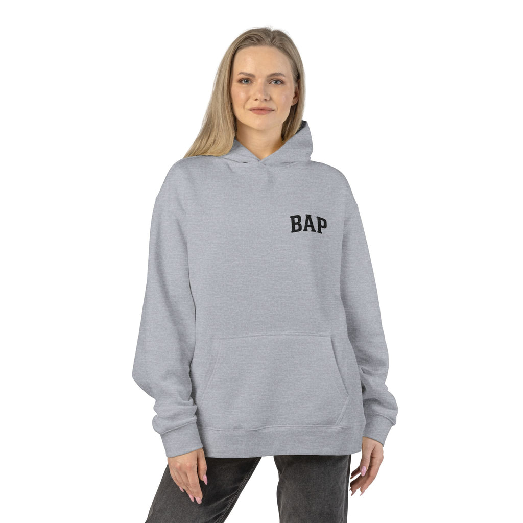 BAP Embroidered Relaxed Hoodie — Minimal Chest Logo Casual Pullover