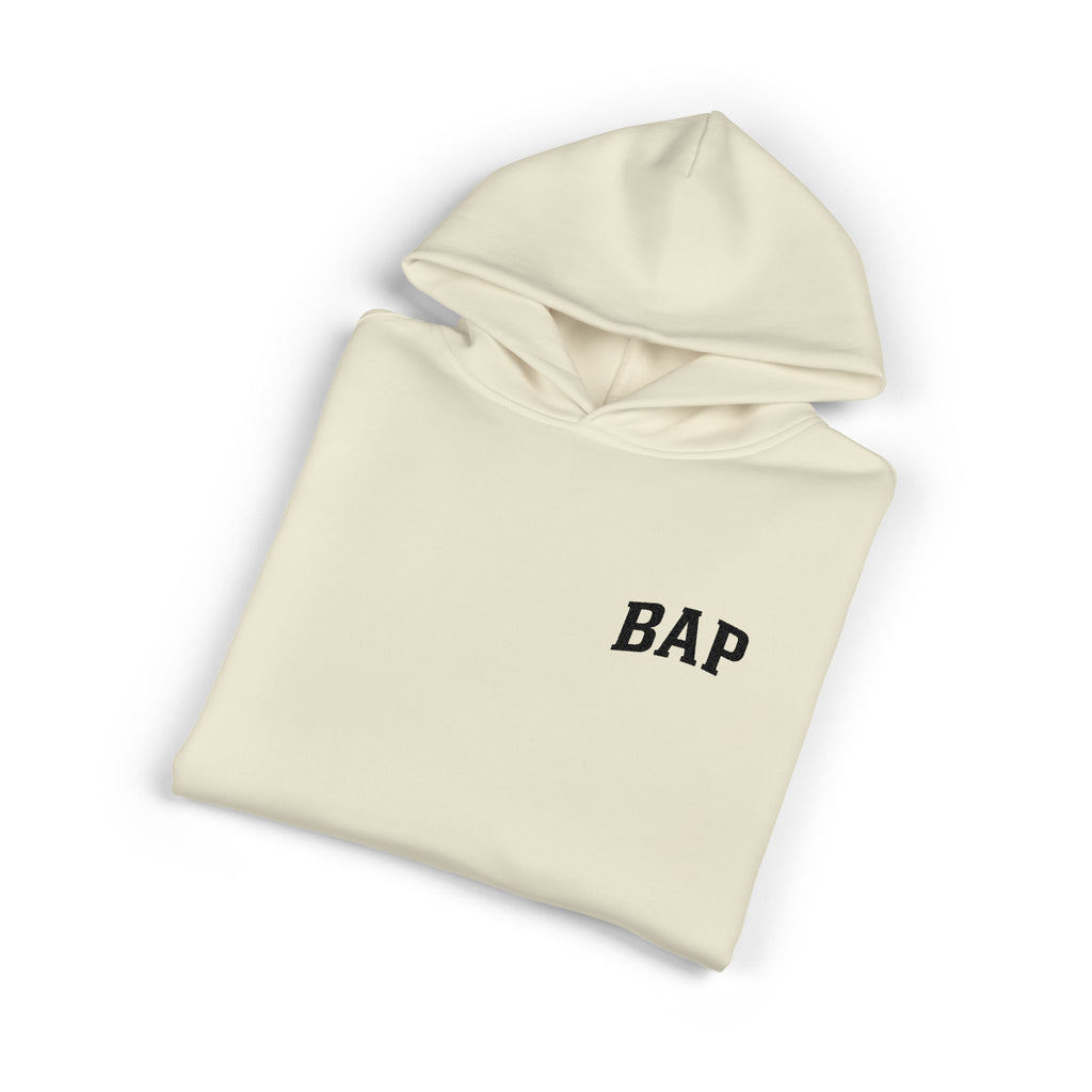 BAP Embroidered Relaxed Hoodie — Minimal Chest Logo Casual Pullover