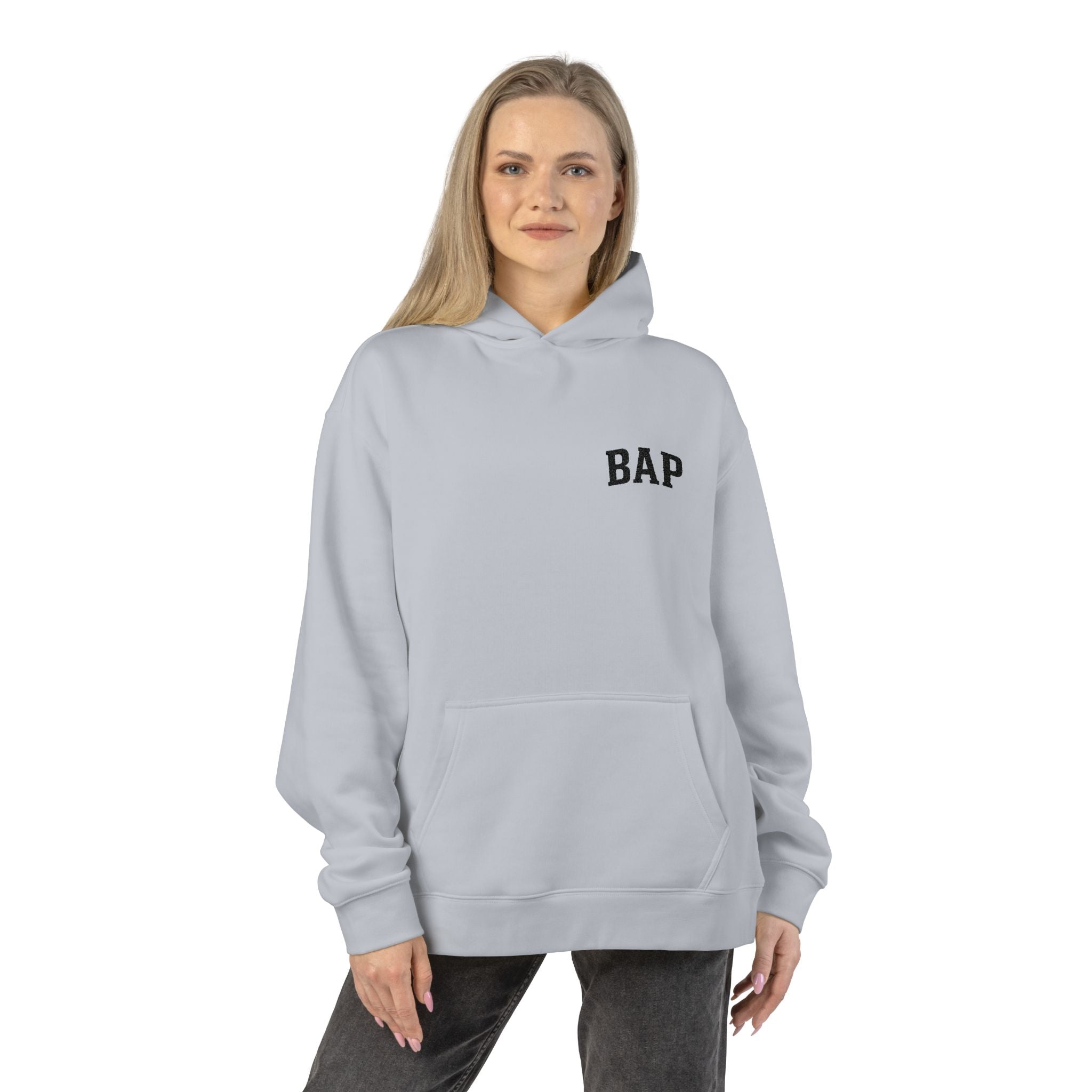 BAP Embroidered Relaxed Hoodie — Minimal Chest Logo Casual Pullover