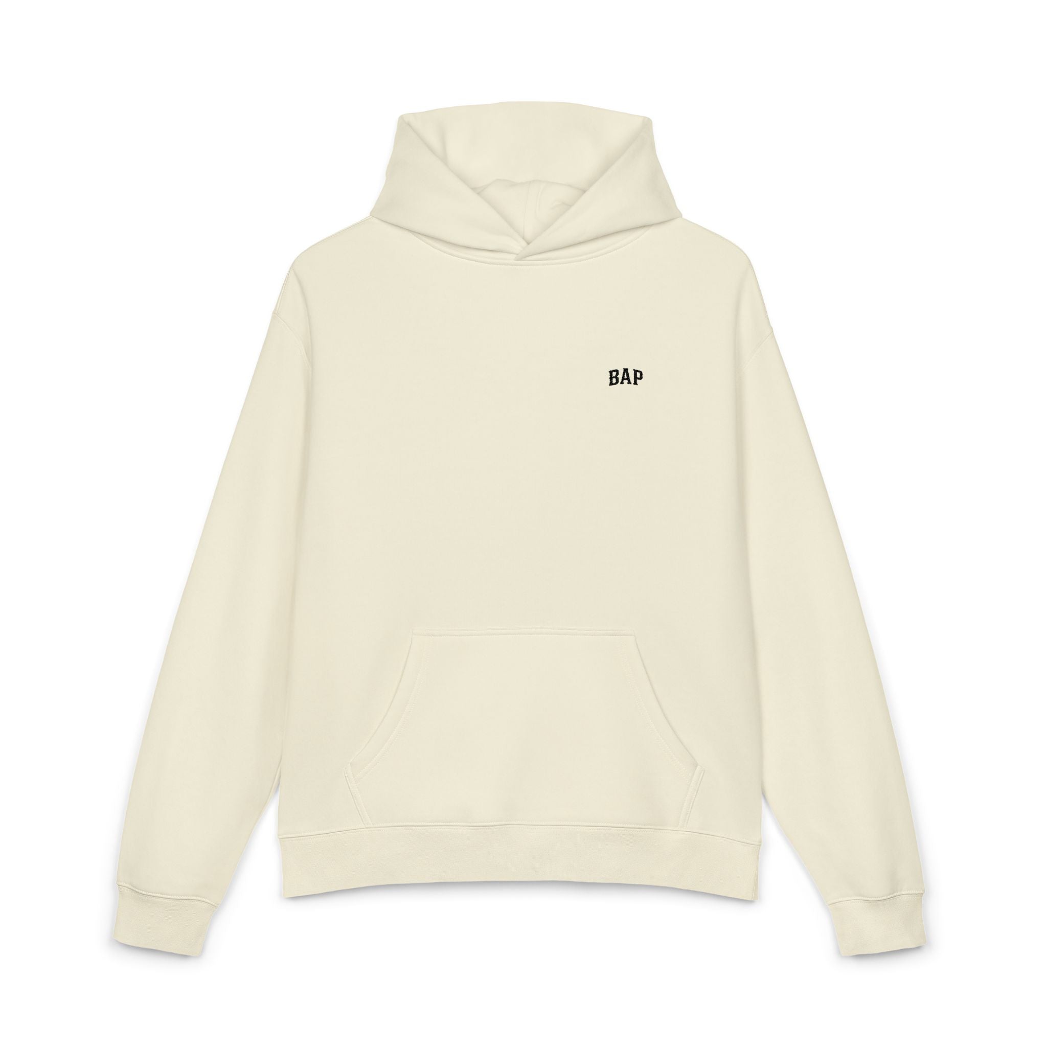 BAP Embroidered Relaxed Hoodie — Minimal Chest Logo Casual Pullover