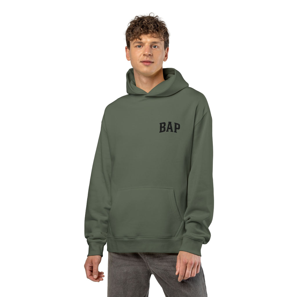 BAP Embroidered Relaxed Hoodie — Minimal Chest Logo Casual Pullover