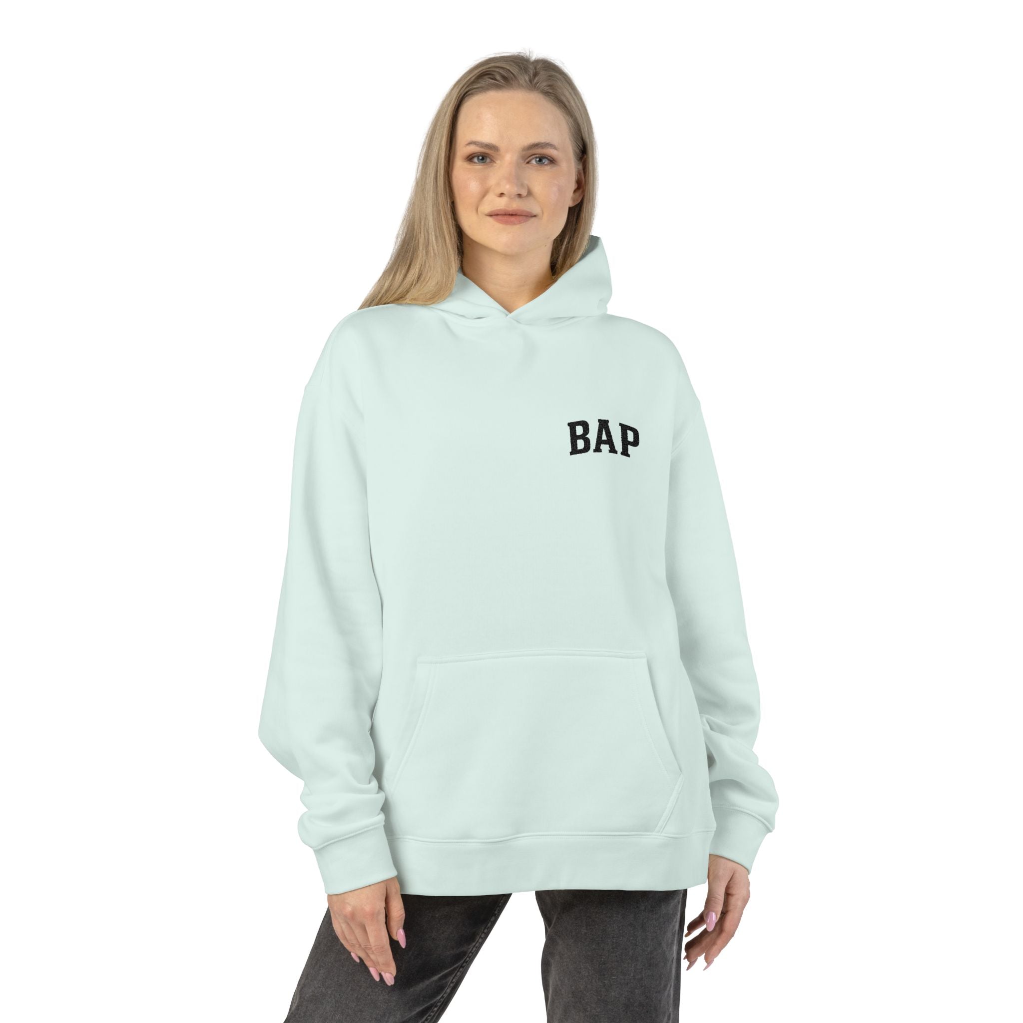 BAP Embroidered Relaxed Hoodie — Minimal Chest Logo Casual Pullover