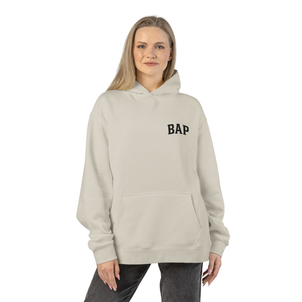 BAP Embroidered Relaxed Hoodie — Minimal Chest Logo Casual Pullover