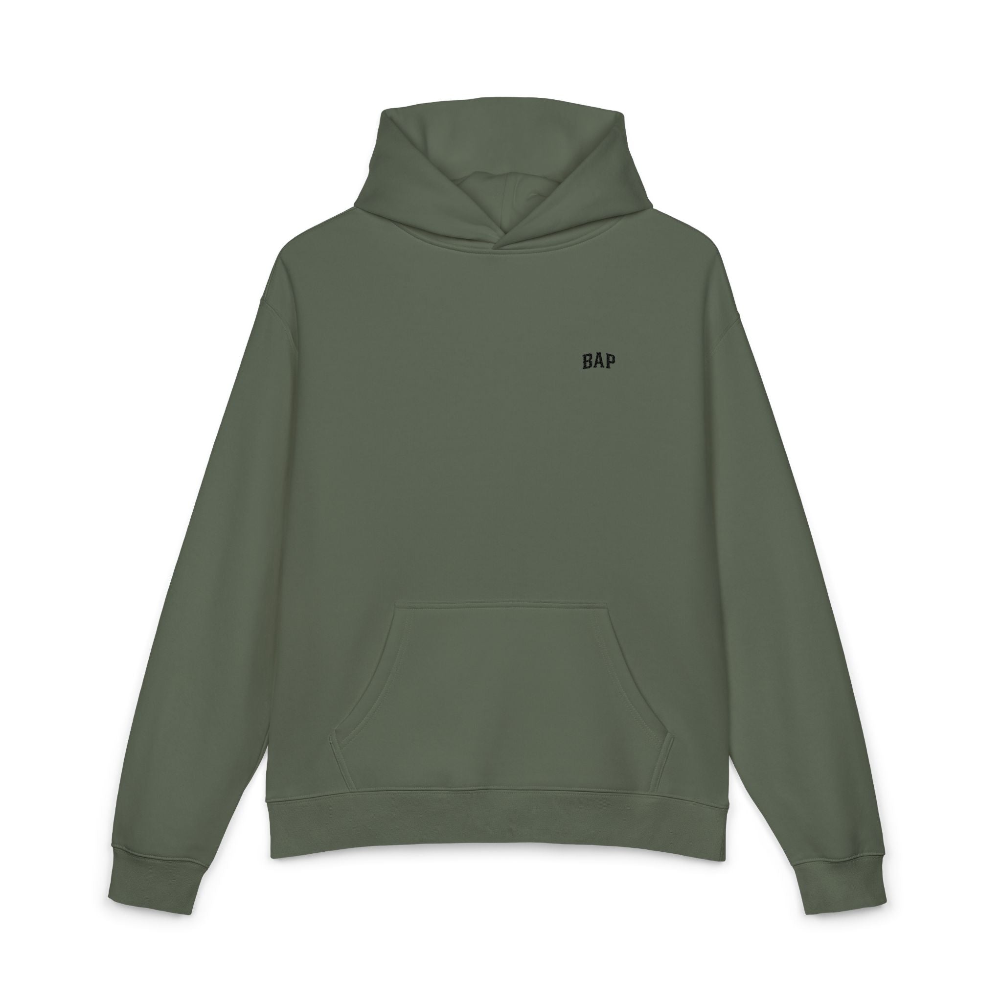 BAP Embroidered Relaxed Hoodie — Minimal Chest Logo Casual Pullover