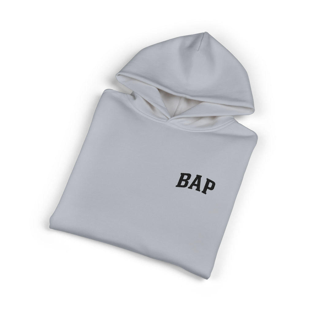 BAP Embroidered Relaxed Hoodie — Minimal Chest Logo Casual Pullover