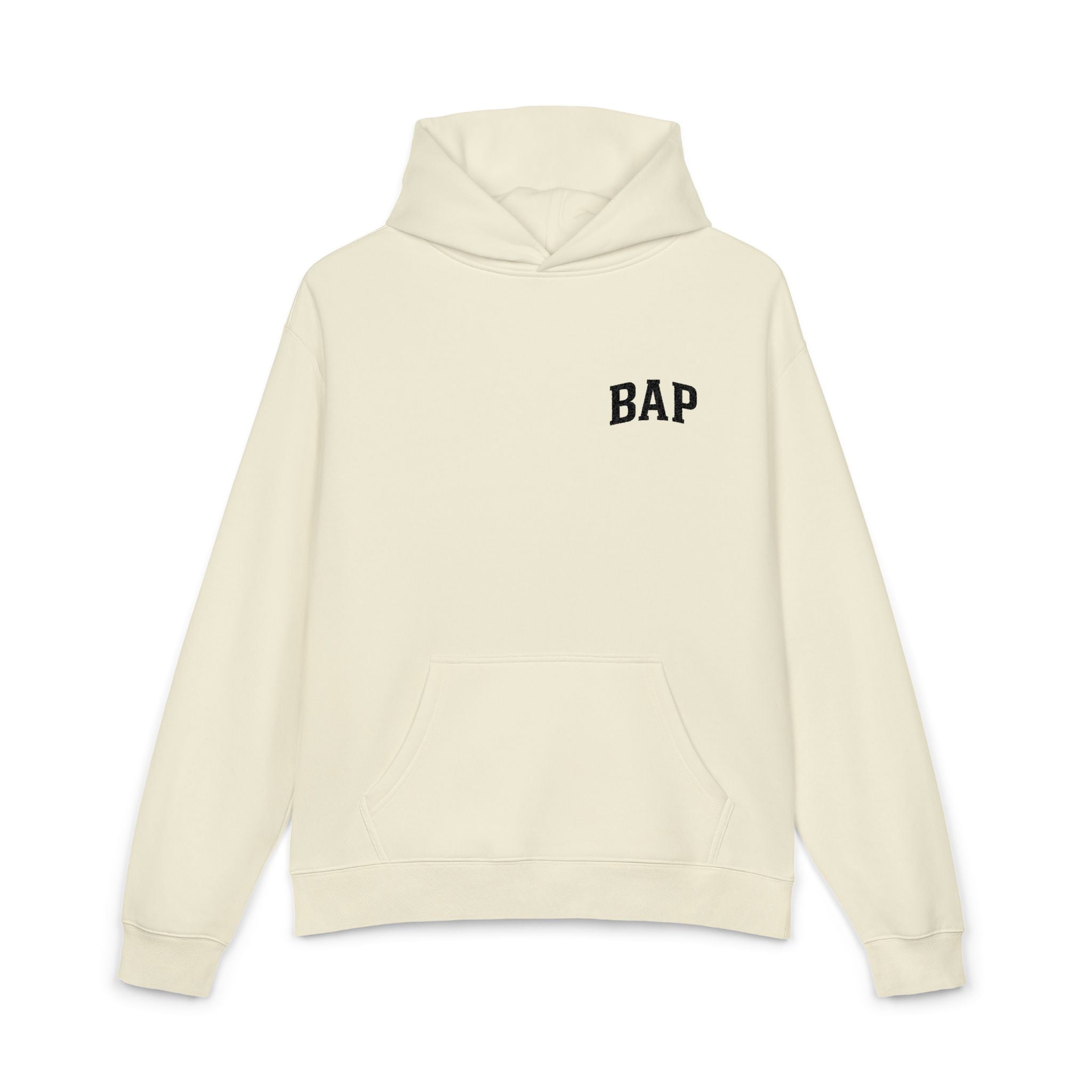 BAP Embroidered Relaxed Hoodie — Minimal Chest Logo Casual Pullover