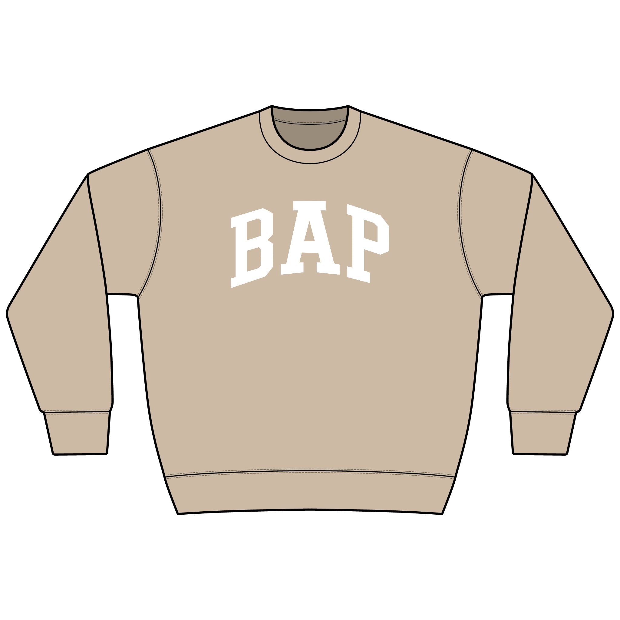 BAP Arch Logo Sweatshirt – Collegiate Black Heavyweight Crewneck