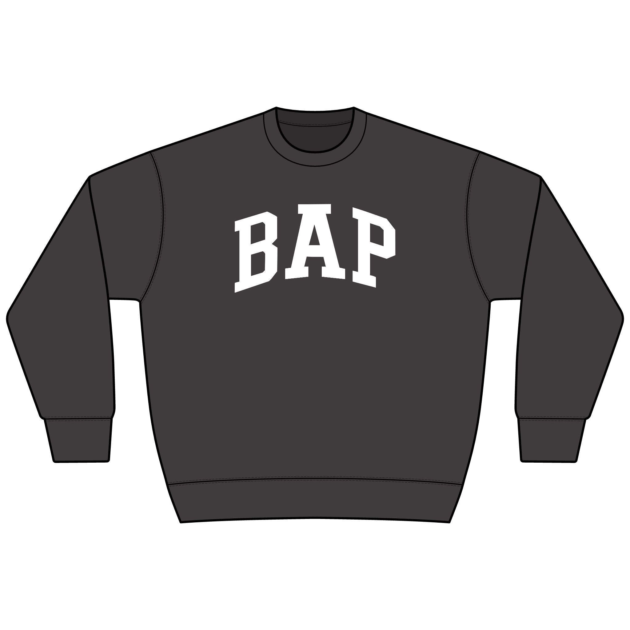 BAP Arch Logo Sweatshirt – Collegiate Black Heavyweight Crewneck