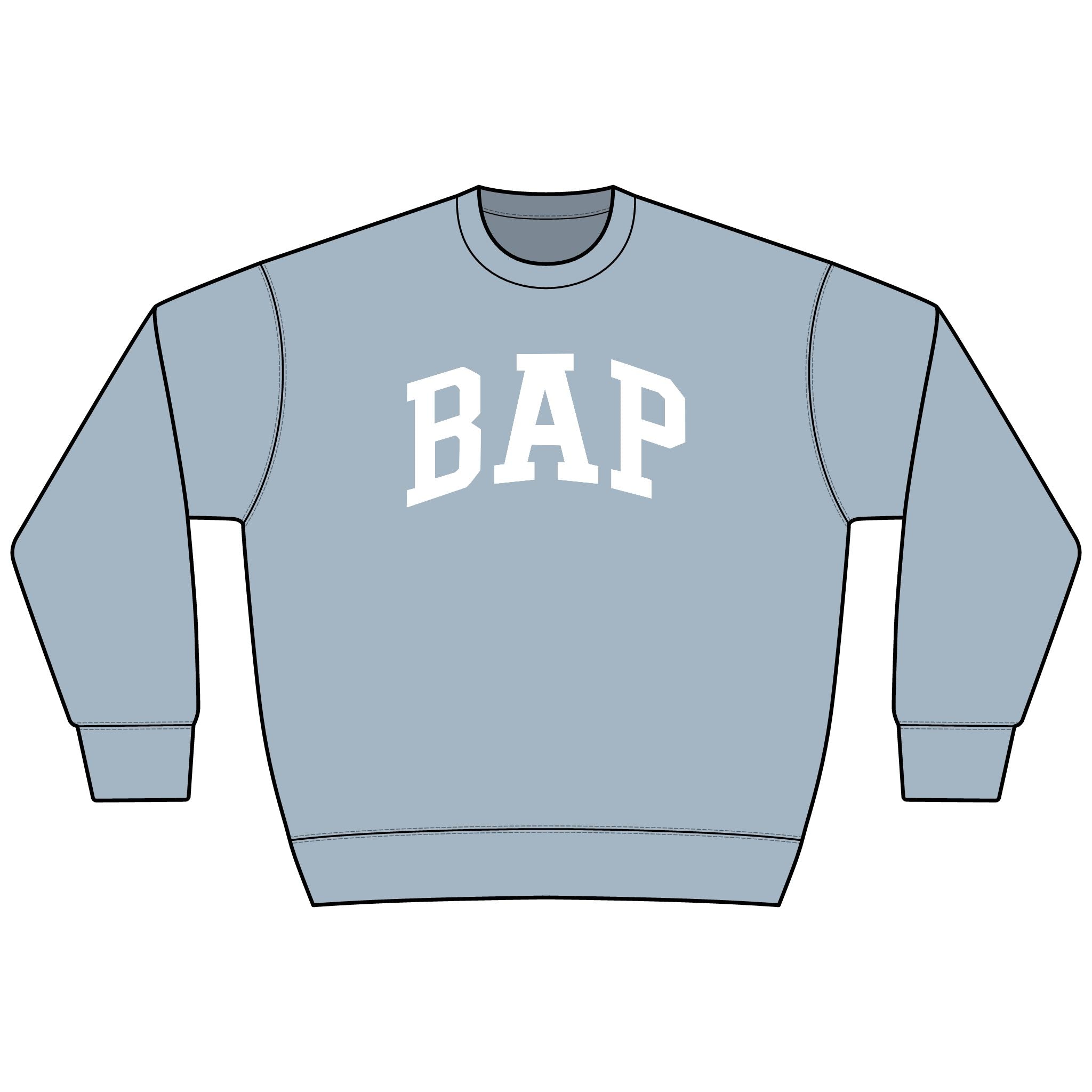 BAP Arch Logo Sweatshirt – Collegiate Black Heavyweight Crewneck
