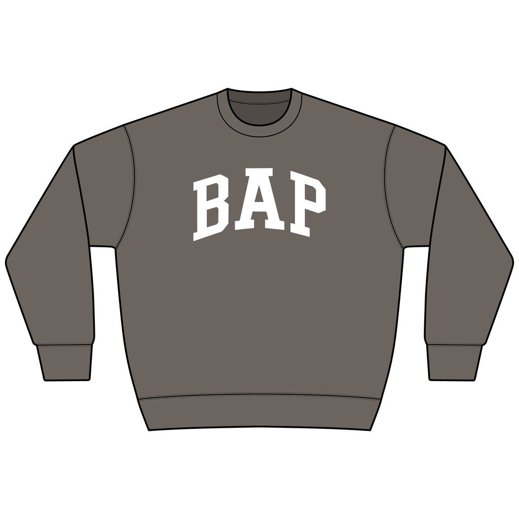 BAP Arch Logo Sweatshirt – Collegiate Black Heavyweight Crewneck
