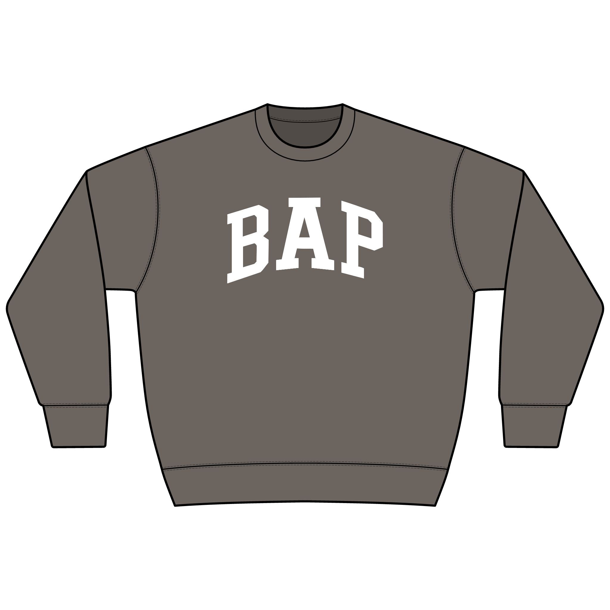 BAP Arch Logo Sweatshirt – Collegiate Black Heavyweight Crewneck