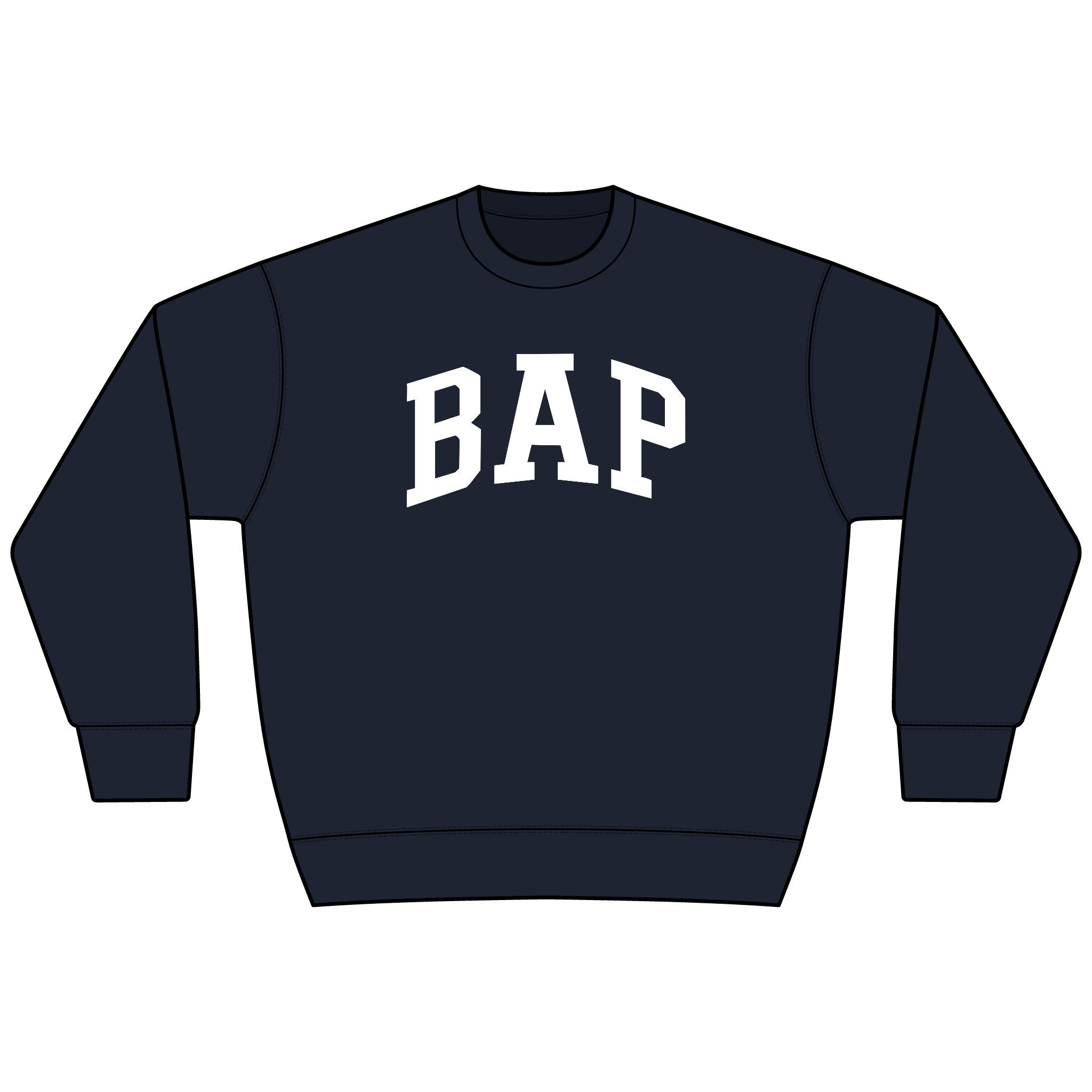 BAP Arch Logo Sweatshirt – Collegiate Black Heavyweight Crewneck