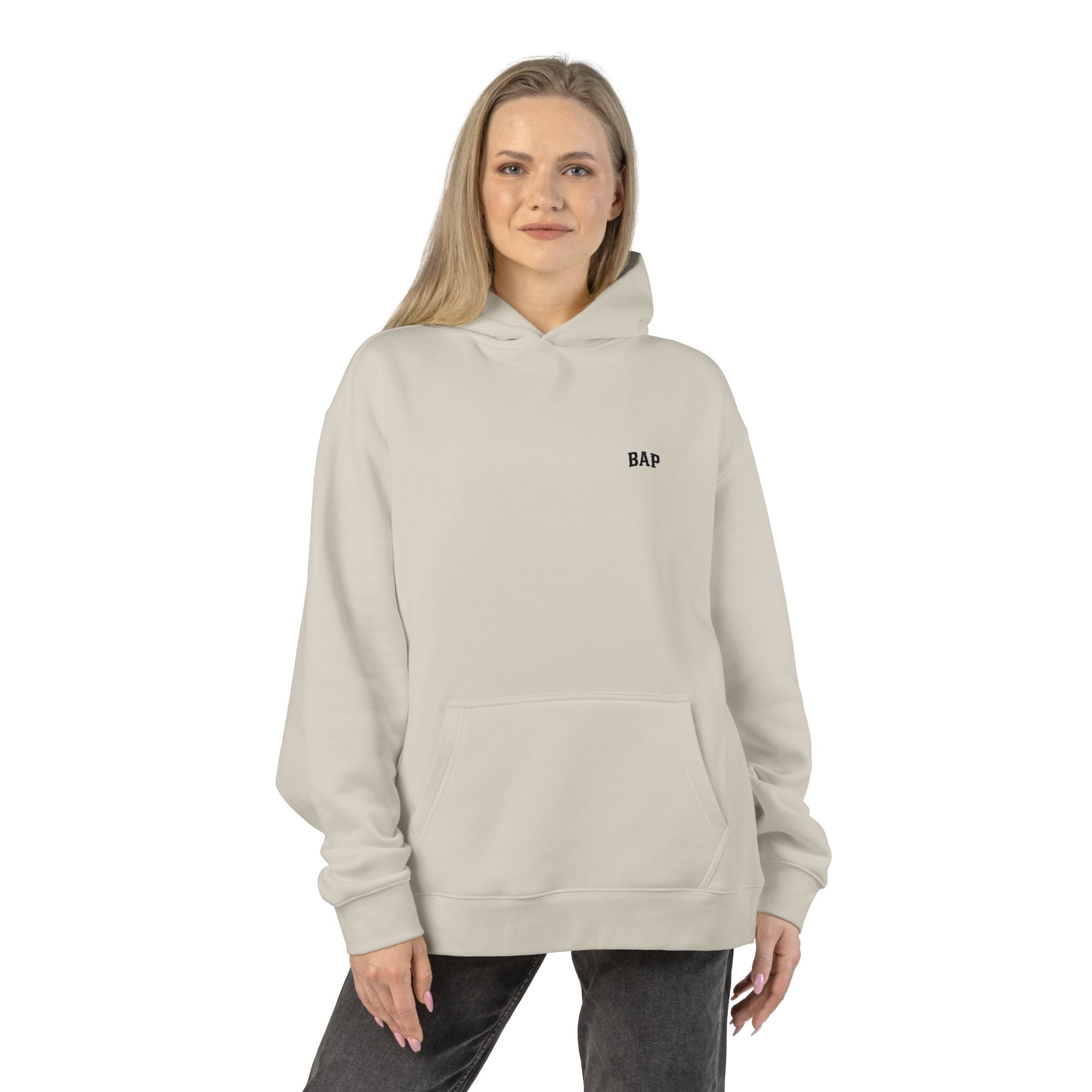 BAP Embroidered Relaxed Hoodie — Minimal Chest Logo Casual Pullover