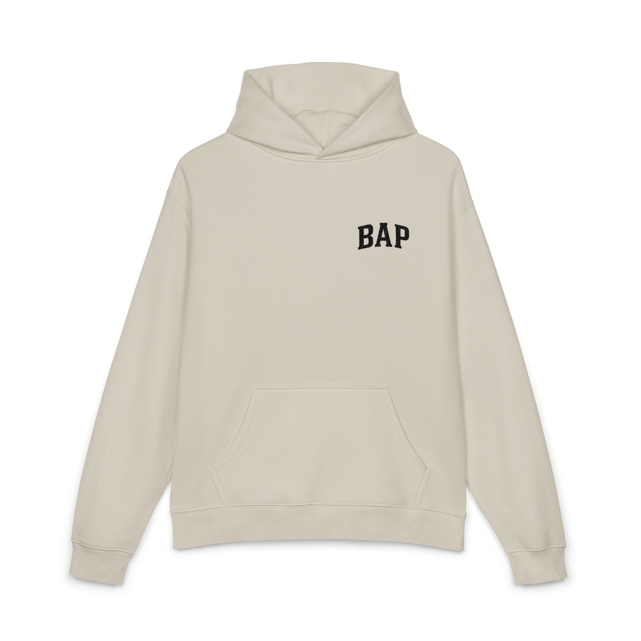 BAP Embroidered Relaxed Hoodie — Minimal Chest Logo Casual Pullover